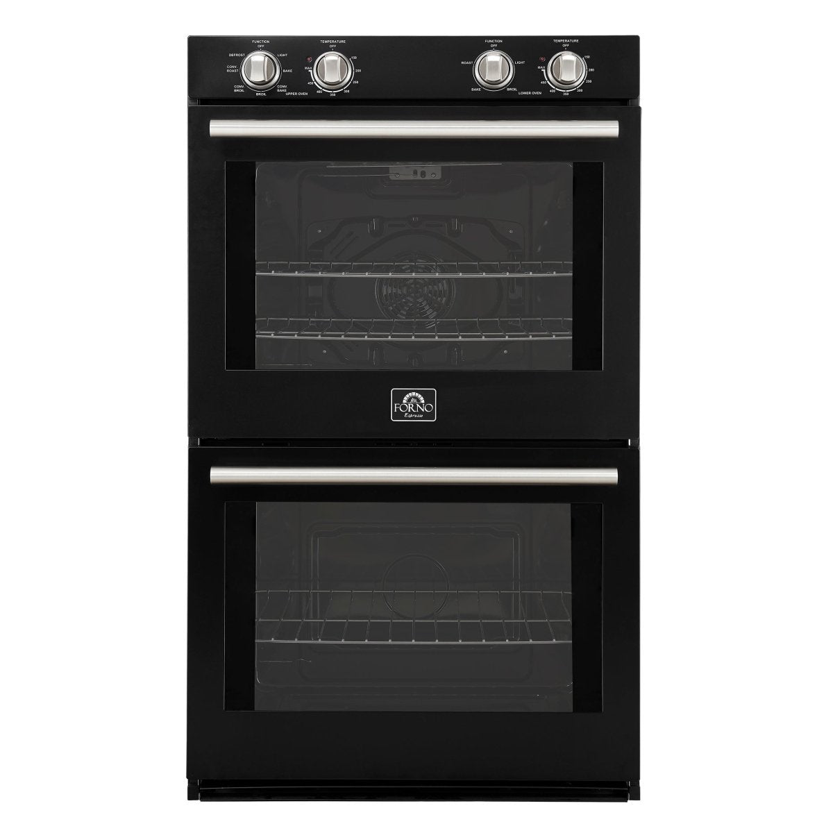 Forno Vomero 30-Inch Double Wall Oven, Black, 10 cu.ft Total Capacity, 7100W Convection, Mechanical Controls, Manuel Steam Clean - BonPrix Électroménagers