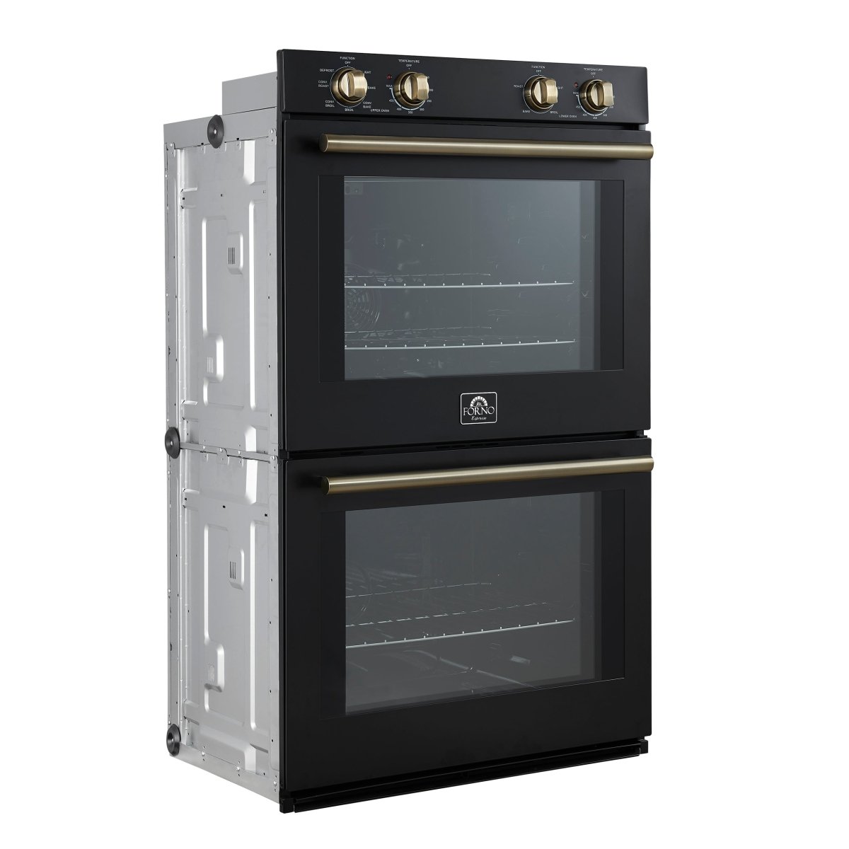Forno Vomero 30-Inch Double Wall Oven, Black, 10 cu.ft Total Capacity, 7100W Convection, Mechanical Controls, Manuel Steam Clean - BonPrix Électroménagers