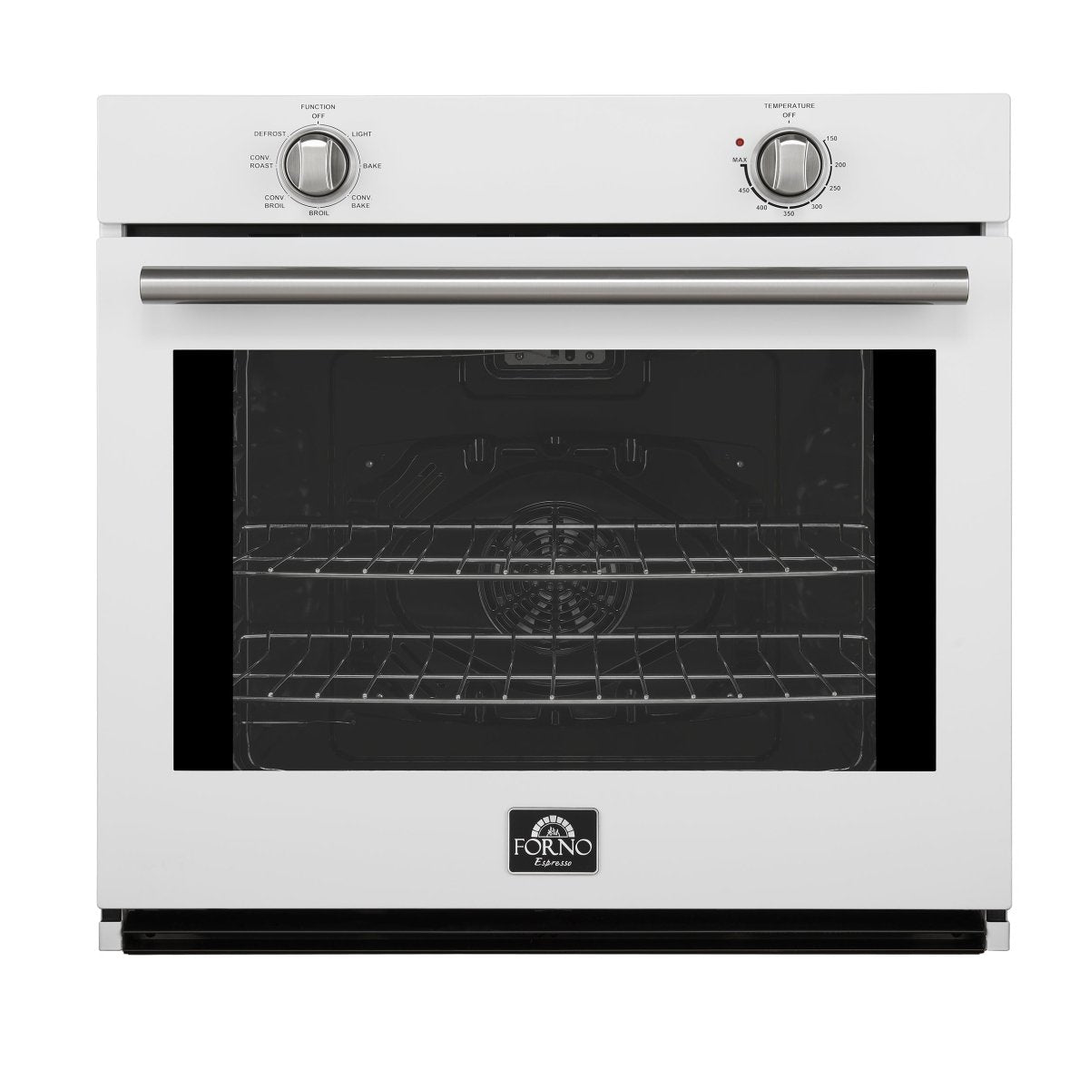 Forno Vomero 30-Inch Wall Oven, White, 5 cu.ft Capacity, 3550 Watts Convection, Mechanical Controls, Manuel Steam Clean - BonPrix Électroménagers