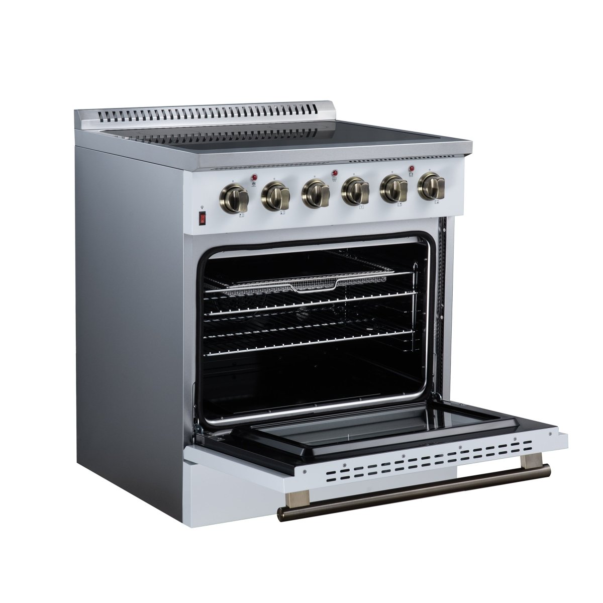 Galiano 30 Inch Freestanding Electric range, 4 radiant burners, 4.32 cf. True Convection oven, Air fryer kit, White - BonPrix Électroménagers