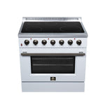 Galiano 36 Inch Freestanding Electric range, 5 radiant burners, 5.36 cf. True Convection oven, Air fryer kit, White - BonPrix Électroménagers