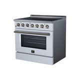 Galiano 36 Inch Freestanding Electric range, 5 radiant burners, 5.36 cf. True Convection oven, Air fryer kit, White - BonPrix Électroménagers
