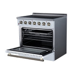 Galiano 36 Inch Freestanding Electric range, 5 radiant burners, 5.36 cf. True Convection oven, Air fryer kit, White - BonPrix Électroménagers