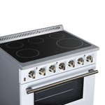 Galiano 36 Inch Freestanding Electric range, 5 radiant burners, 5.36 cf. True Convection oven, Air fryer kit, White - BonPrix Électroménagers