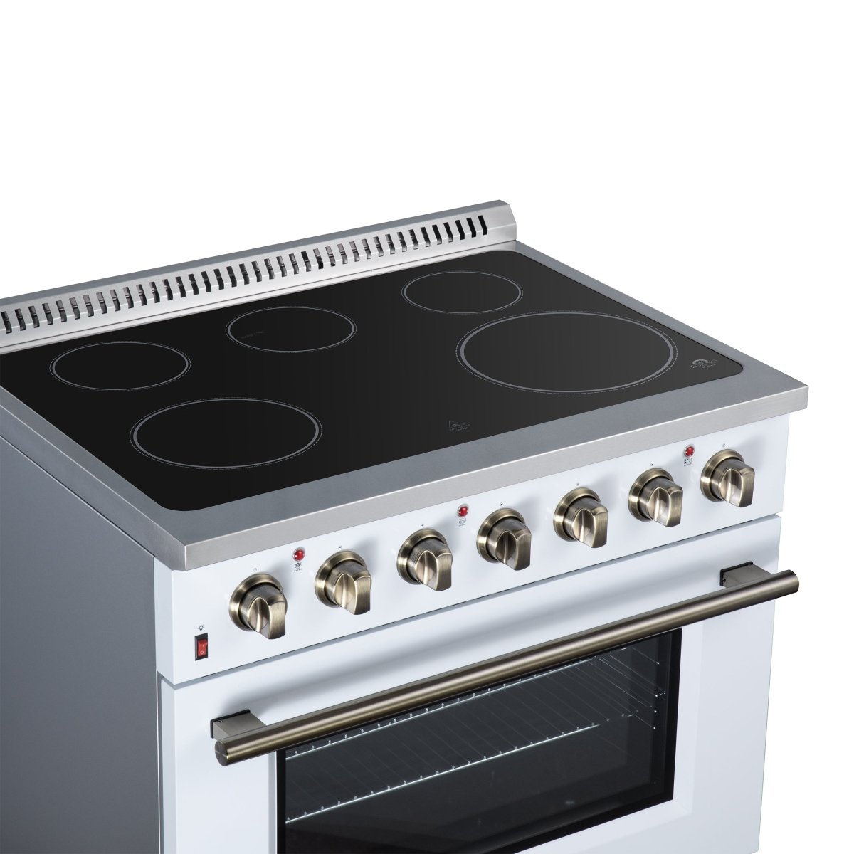 Galiano 36 Inch Freestanding Electric range, 5 radiant burners, 5.36 cf. True Convection oven, Air fryer kit, White - BonPrix Électroménagers