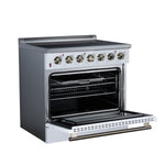 Galiano 36 Inch Freestanding Electric range, 5 radiant burners, 5.36 cf. True Convection oven, Air fryer kit, White - BonPrix Électroménagers