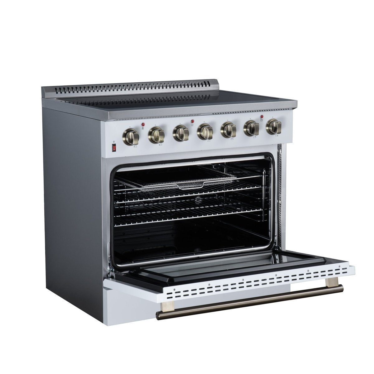 Galiano 36 Inch Freestanding Electric range, 5 radiant burners, 5.36 cf. True Convection oven, Air fryer kit, White - BonPrix Électroménagers