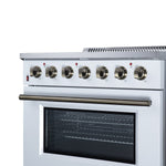 Galiano 36 Inch Freestanding Electric range, 5 radiant burners, 5.36 cf. True Convection oven, Air fryer kit, White - BonPrix Électroménagers