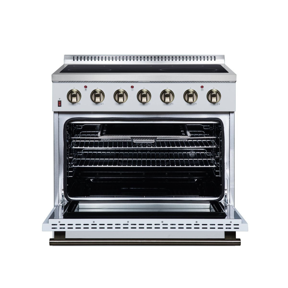 Galiano 36 Inch Freestanding Electric range, 5 radiant burners, 5.36 cf. True Convection oven, Air fryer kit, White - BonPrix Électroménagers
