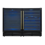Gemello 48 Inch Side-by-Side Wine and Beverage Cooler in Black with Antique Brass Handles, French Door, 9.6 cu. ft. - BonPrix Électroménagers