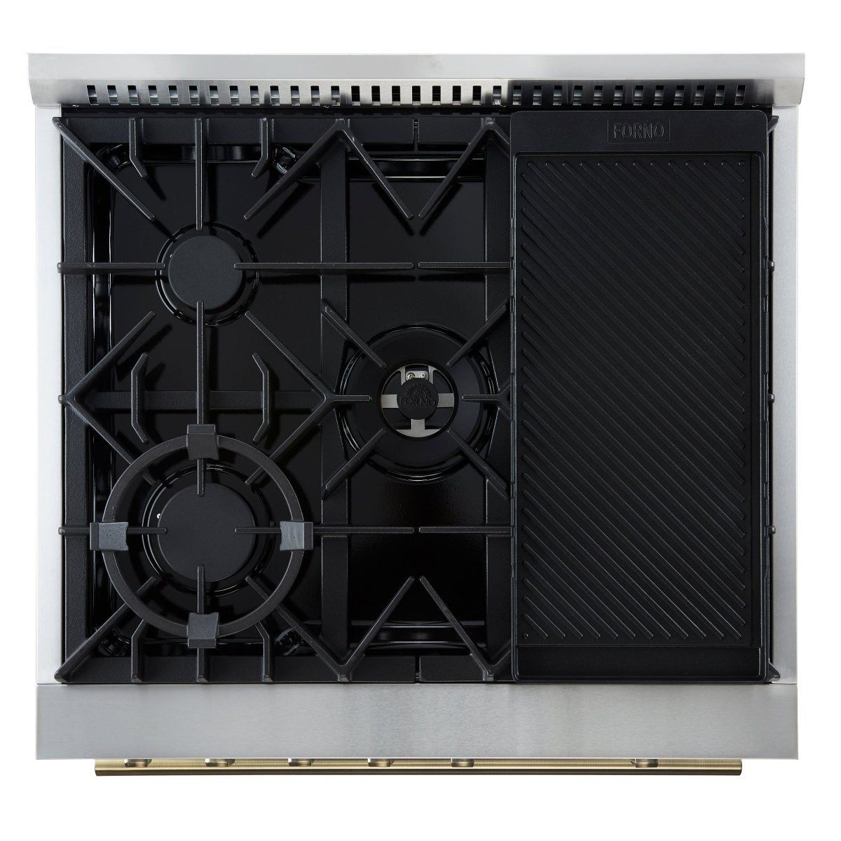 Giovanni 30-inch Gas Range Black & Antique Brass Design, 5 Burners 67,000 BTU, 4.32 cu.ft. Convection Oven - BonPrix Électroménagers