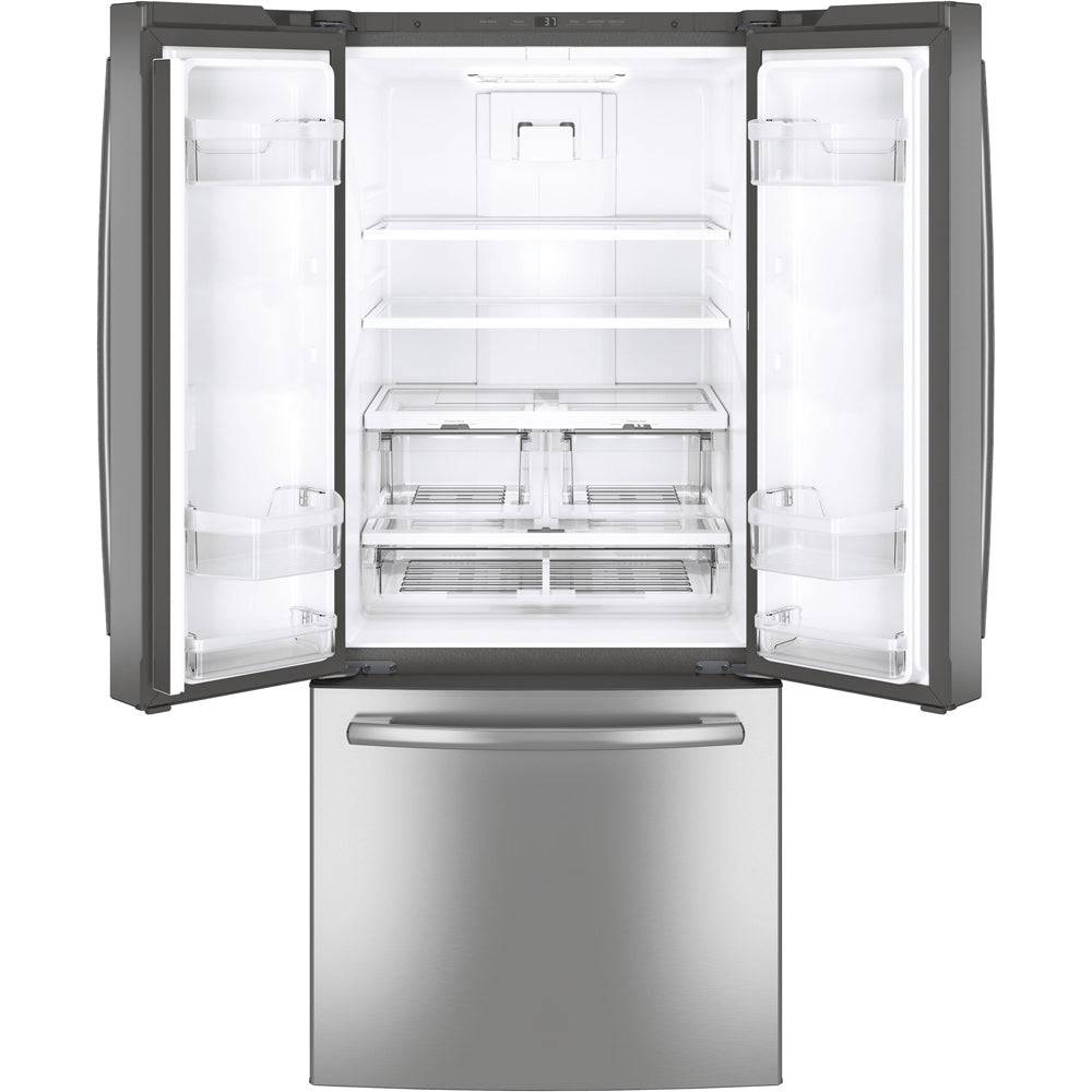 GNE21DYRKFS - REFRIGERATORS - GE - French 3 - Door - Stainless Steel - Open Box - BonPrix Électroménagers