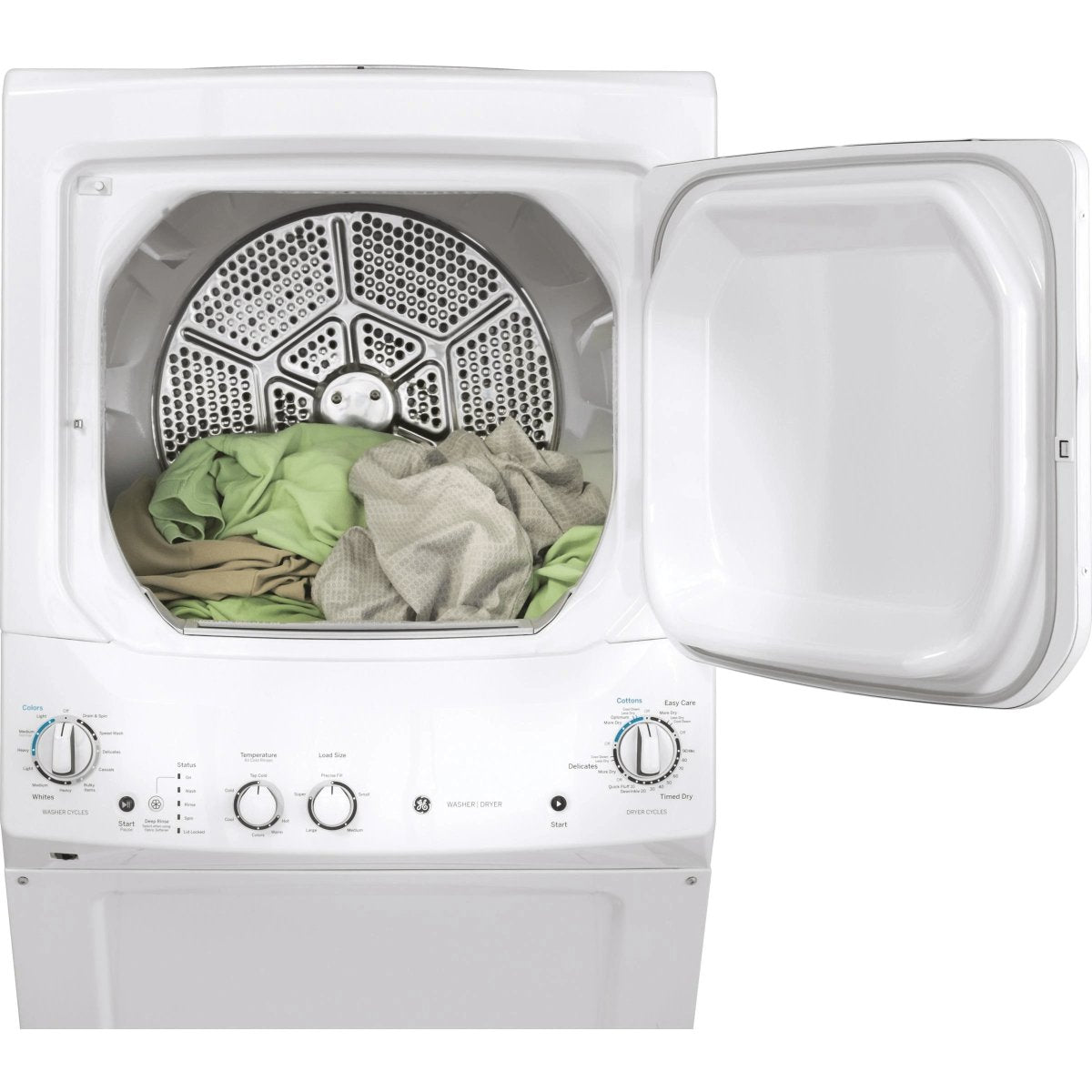 GUD27ESMMWW - LAUNDRY CENTERS - GE - Stacked Washer/Dryer - Electric - White - Open Box - BonPrix Électroménagers