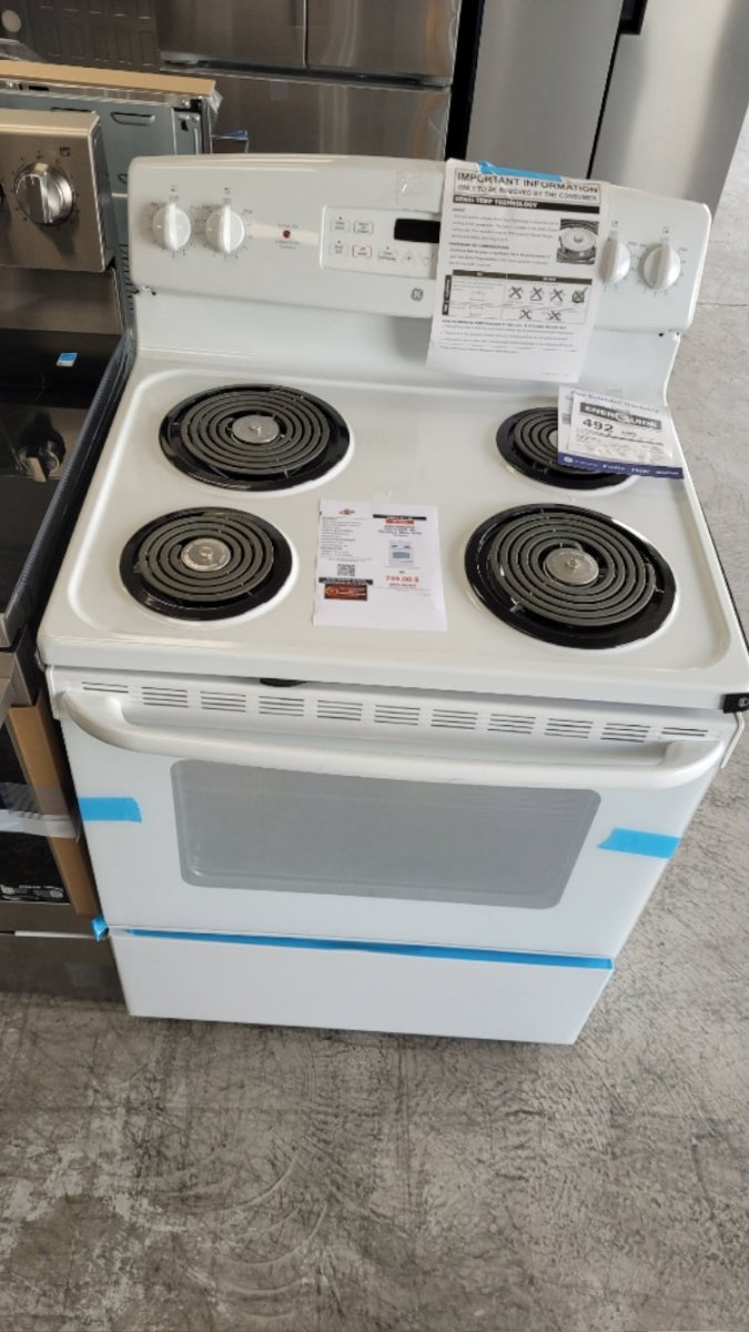 JCBP240DMWW - RANGES - GE - Electric - White - Open Box - BonPrix Électroménagers
