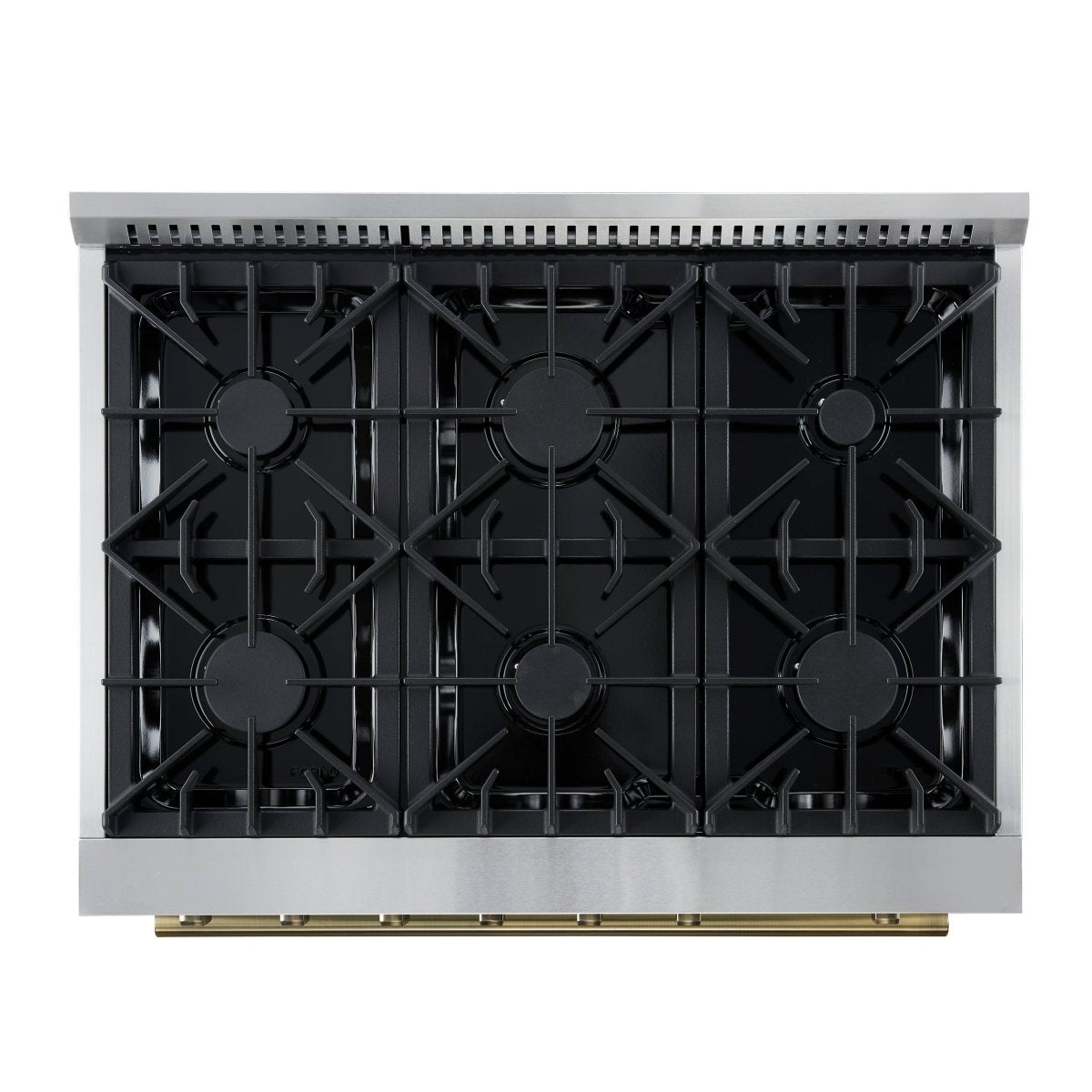 Marco 36-Inch Gas Range Black & Antique Brass Design, 6 Burners 67,000 BTU, 5.36 cu.ft. Convection Oven - BonPrix Électroménagers