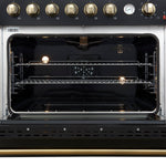 Marco 36-Inch Gas Range Black & Antique Brass Design, 6 Burners 67,000 BTU, 5.36 cu.ft. Convection Oven - BonPrix Électroménagers