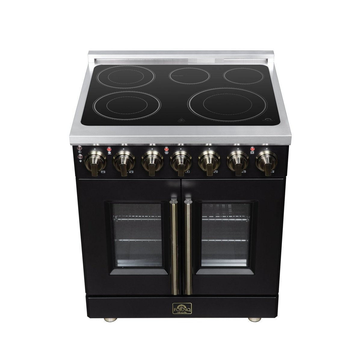 Massimo 30 Inch French Door Electric range, 5 radiant burners, 4.32 cf. True Convection oven, Air fryer kit, Black - BonPrix Électroménagers