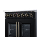 Massimo 30 Inch French Door Electric range, 5 radiant burners, 4.32 cf. True Convection oven, Air fryer kit, Black - BonPrix Électroménagers
