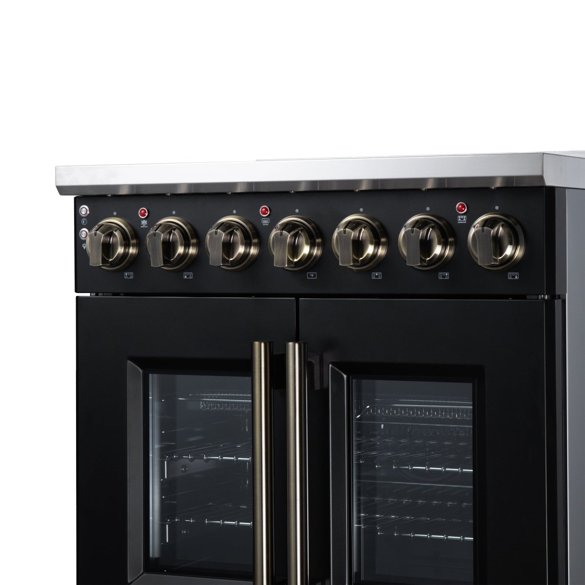 Massimo 30 Inch French Door Electric range, 5 radiant burners, 4.32 cf. True Convection oven, Air fryer kit, Black - BonPrix Électroménagers
