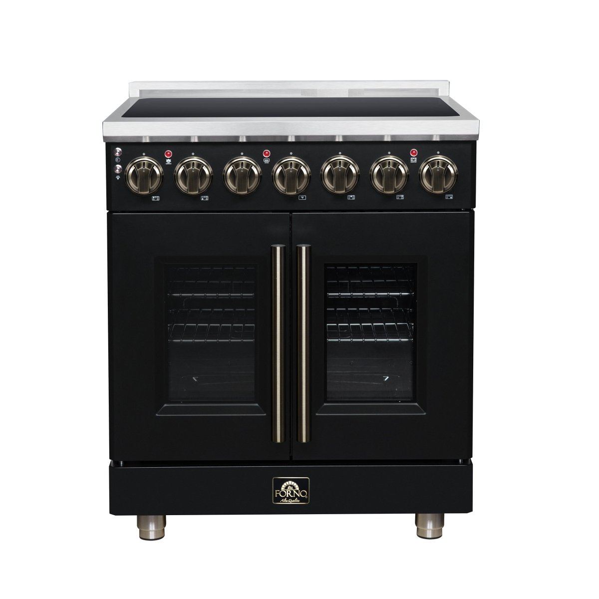 Massimo 30 Inch French Door Electric range, 5 radiant burners, 4.32 cf. True Convection oven, Air fryer kit, Black - BonPrix Électroménagers
