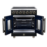 Massimo 30 Inch French Door Electric range, 5 radiant burners, 4.32 cf. True Convection oven, Air fryer kit, Black - BonPrix Électroménagers