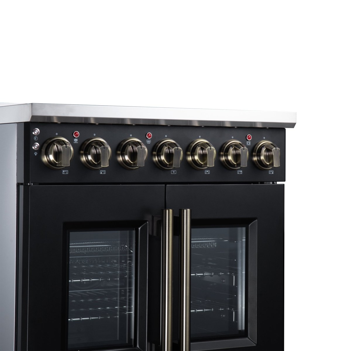 Massimo 30 Inch French Door Electric range, 5 radiant burners, 4.32 cf. True Convection oven, Air fryer kit, Black - BonPrix Électroménagers