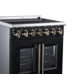 Massimo 30 Inch French Door Electric range, 5 radiant burners, 4.32 cf. True Convection oven, Air fryer kit, Black - BonPrix Électroménagers