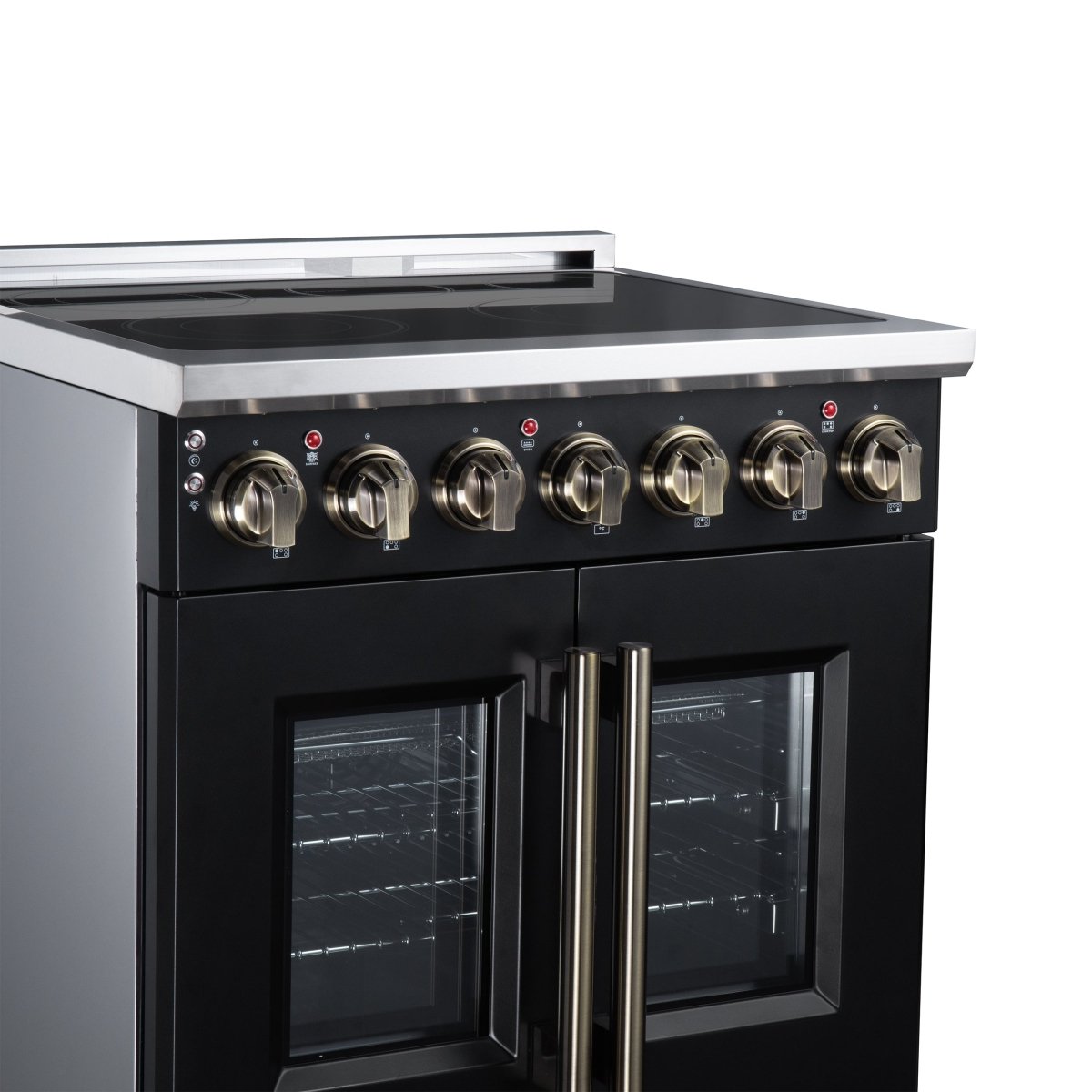 Massimo 30 Inch French Door Electric range, 5 radiant burners, 4.32 cf. True Convection oven, Air fryer kit, Black - BonPrix Électroménagers