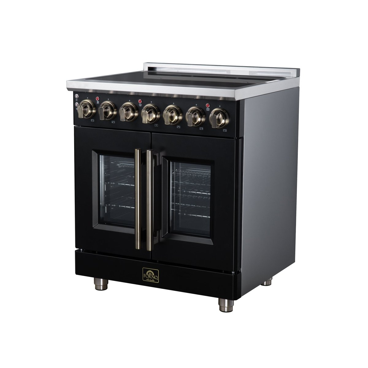 Massimo 30 Inch French Door Electric range, 5 radiant burners, 4.32 cf. True Convection oven, Air fryer kit, Black - BonPrix Électroménagers