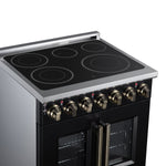 Massimo 30 Inch French Door Electric range, 5 radiant burners, 4.32 cf. True Convection oven, Air fryer kit, Black - BonPrix Électroménagers