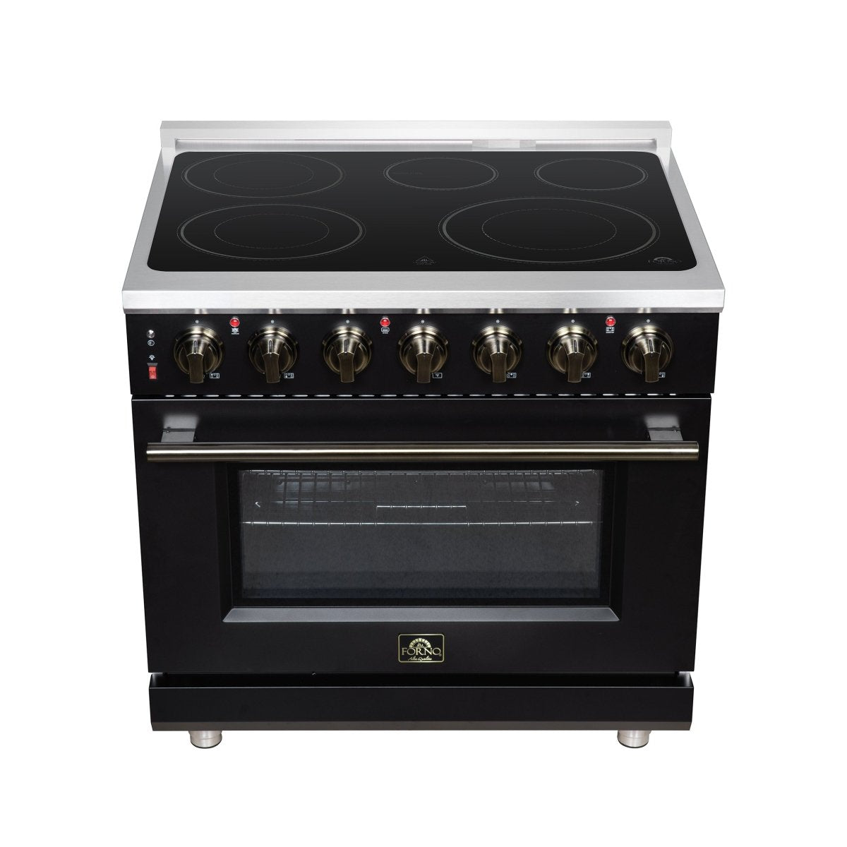 Massimo 36 Inch Freestanding Electric range, 5 radiant burners, 5.36 cf. True Convection oven, Air fryer kit, Black - BonPrix Électroménagers