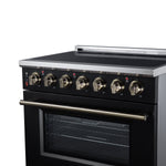 Massimo 36 Inch Freestanding Electric range, 5 radiant burners, 5.36 cf. True Convection oven, Air fryer kit, Black - BonPrix Électroménagers