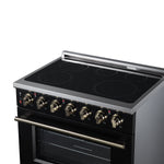 Massimo 36 Inch Freestanding Electric range, 5 radiant burners, 5.36 cf. True Convection oven, Air fryer kit, Black - BonPrix Électroménagers