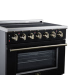 Massimo 36 Inch Freestanding Electric range, 5 radiant burners, 5.36 cf. True Convection oven, Air fryer kit, Black - BonPrix Électroménagers