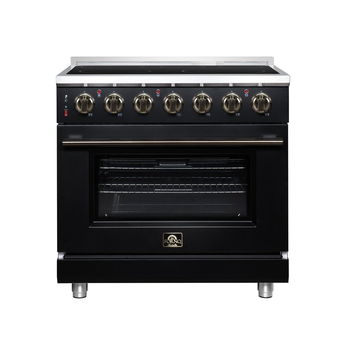 Massimo 36 Inch Freestanding Electric range, 5 radiant burners, 5.36 cf. True Convection oven, Air fryer kit, Black - BonPrix Électroménagers