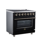 Massimo 36 Inch Freestanding Electric range, 5 radiant burners, 5.36 cf. True Convection oven, Air fryer kit, Black - BonPrix Électroménagers