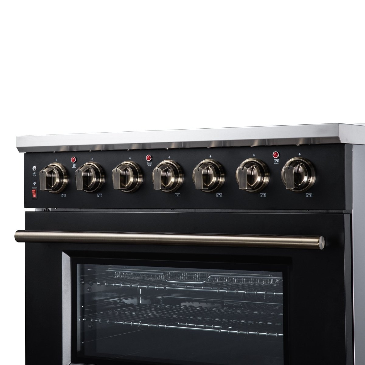 Massimo 36 Inch Freestanding Electric range, 5 radiant burners, 5.36 cf. True Convection oven, Air fryer kit, Black - BonPrix Électroménagers