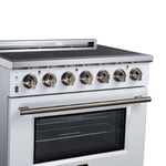 Massimo 36 Inch Freestanding Electric range, 5 radiant burners, 5.36 cf. True Convection oven, Air fryer kit, White - BonPrix Électroménagers
