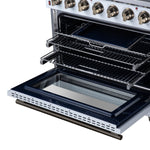 Massimo 36 Inch Freestanding Electric range, 5 radiant burners, 5.36 cf. True Convection oven, Air fryer kit, White - BonPrix Électroménagers