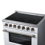 Massimo 36 Inch Freestanding Electric range, 5 radiant burners, 5.36 cf. True Convection oven, Air fryer kit, White - BonPrix Électroménagers