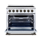 Massimo 36 Inch Freestanding Electric range, 5 radiant burners, 5.36 cf. True Convection oven, Air fryer kit, White - BonPrix Électroménagers