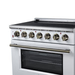 Massimo 36 Inch Freestanding Electric range, 5 radiant burners, 5.36 cf. True Convection oven, Air fryer kit, White - BonPrix Électroménagers