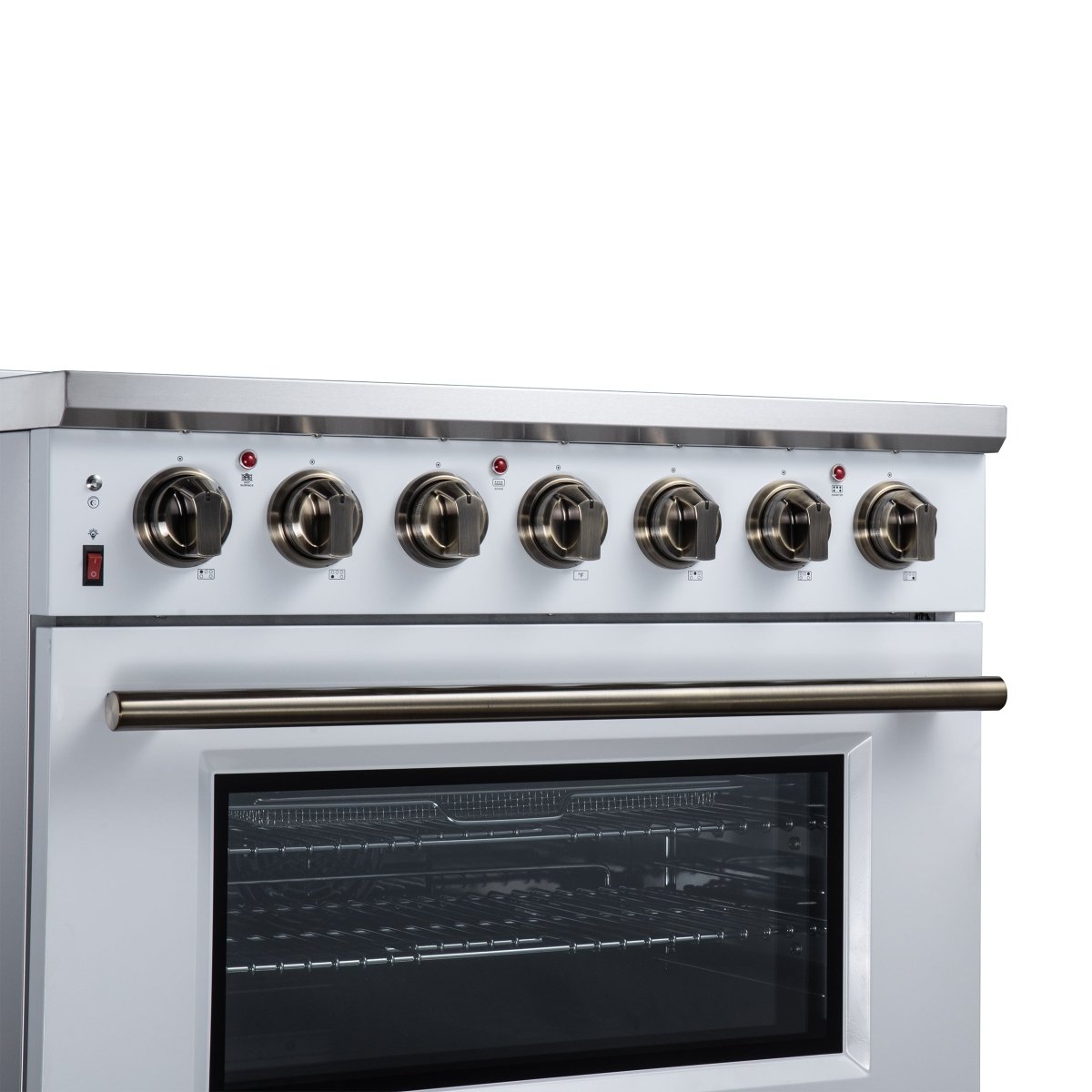 Massimo 36 Inch Freestanding Electric range, 5 radiant burners, 5.36 cf. True Convection oven, Air fryer kit, White - BonPrix Électroménagers