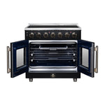 Massimo 36 Inch French Door Electric range, 5 radiant burners, 5.36 cf. True Convection oven, Air fryer kit, Black - BonPrix Électroménagers