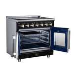 Massimo 36 Inch French Door Electric range, 5 radiant burners, 5.36 cf. True Convection oven, Air fryer kit, Black - BonPrix Électroménagers