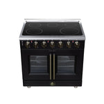 Massimo 36 Inch French Door Electric range, 5 radiant burners, 5.36 cf. True Convection oven, Air fryer kit, Black - BonPrix Électroménagers