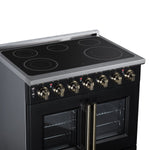 Massimo 36 Inch French Door Electric range, 5 radiant burners, 5.36 cf. True Convection oven, Air fryer kit, Black - BonPrix Électroménagers