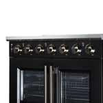 Massimo 36 Inch French Door Electric range, 5 radiant burners, 5.36 cf. True Convection oven, Air fryer kit, Black - BonPrix Électroménagers