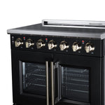 Massimo 36 Inch French Door Electric range, 5 radiant burners, 5.36 cf. True Convection oven, Air fryer kit, Black - BonPrix Électroménagers