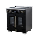 Maximus 30-Inch Induction range, French Door, 4 Cooking Zones, 4.32 cf. Convection Oven, Air Sous Vide, Air Fry Basket, Black - BonPrix Électroménagers